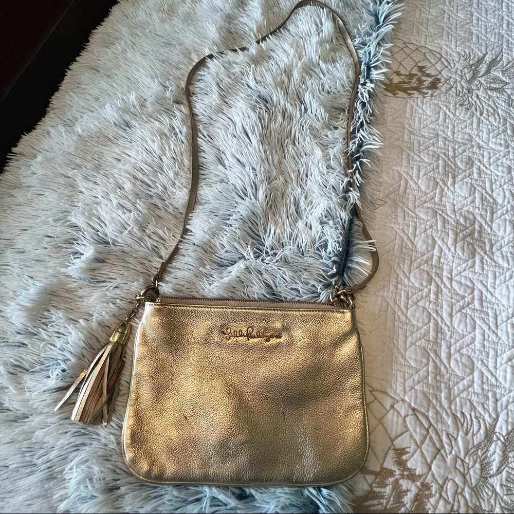Lilly Pulitzer Cruisin Crossbody Bag Metallic Gold Rare